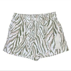 Calypso St Barth Shorts White Green Elastic Pull On Pockets Lyocell Medium NWT